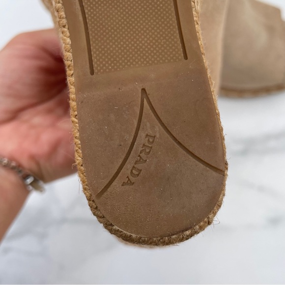 Prada suede wedge espadrille mule sandal size IT 36 US 6 - Picture 13 of 15